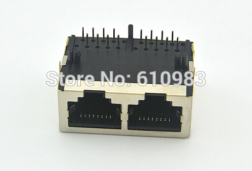 50 шт./лот двойной порт сетевой интерфейс RJ45 разъем сеть transposon 8 контактный 59 1X2