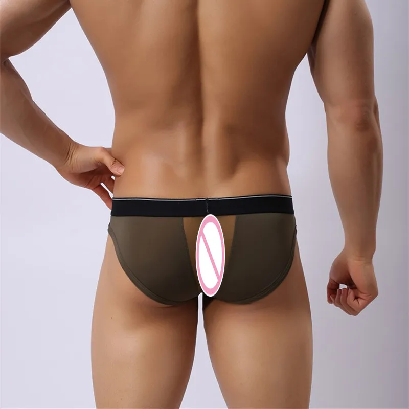 2017 Модные мужские трусы плавки в сеточку сексуальный прозрачный шелк мужское