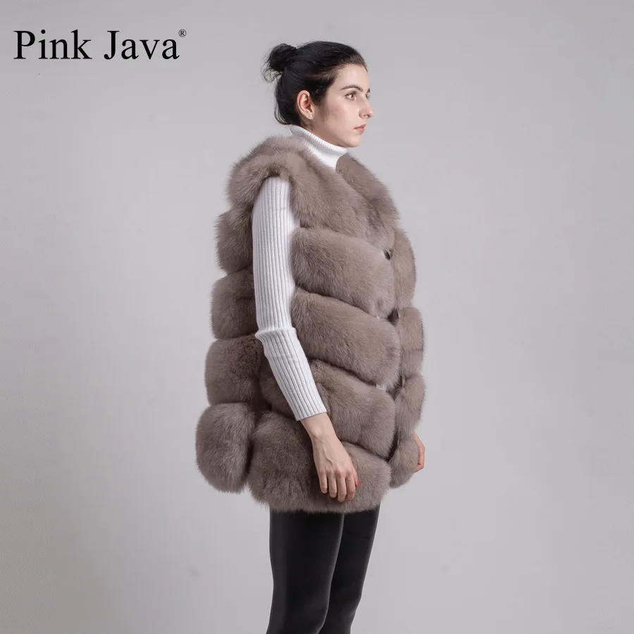 Новое поступление розовый java QC8006 безрукавка из натурального Лисьего меха