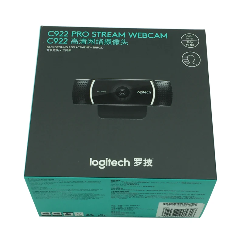 Веб-камера logitech C922 HD 1080P full 720P Встроенный микрофон Запись видео-звонков, фоновый переключатель(в том числе