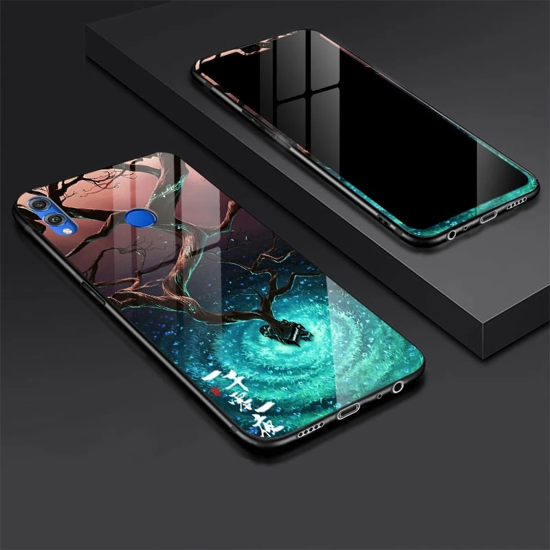 Чехол из закаленного стекла для huawei Honor 8X 7X противоударный глянцевый чехол с