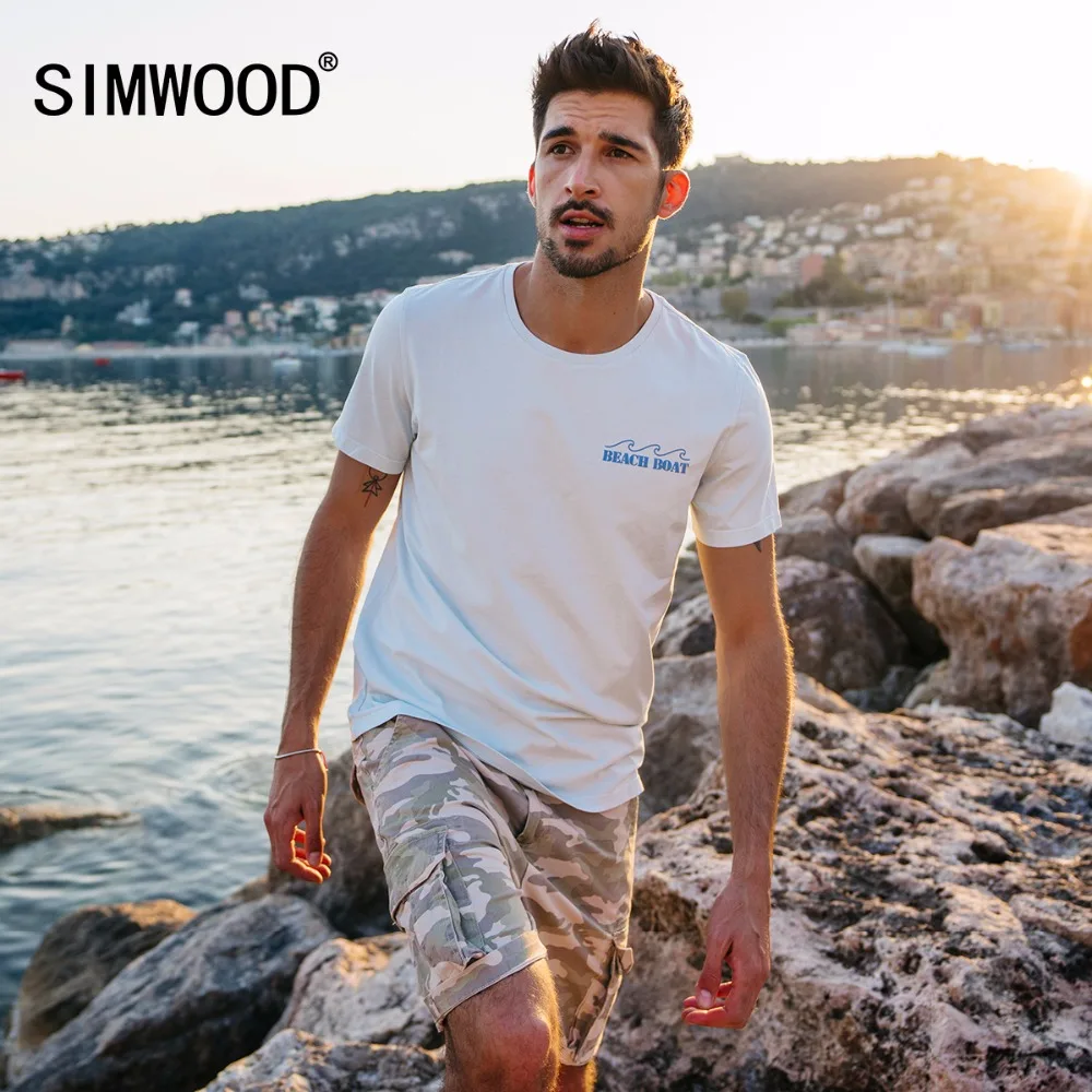 SIMWOOD 2019 летняя мужская футболка облегающая модная повседневная хлопок топы