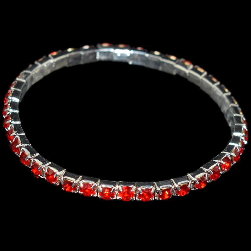 Silver red diamond 12 шт. Красочные Стразы, растягивающиеся браслеты, женские эластичные браслеты с кристаллами для женщин, шикарный подарок для девушек, свадебные модные ювелирные изделия - Окраска металла: Silver red diamond