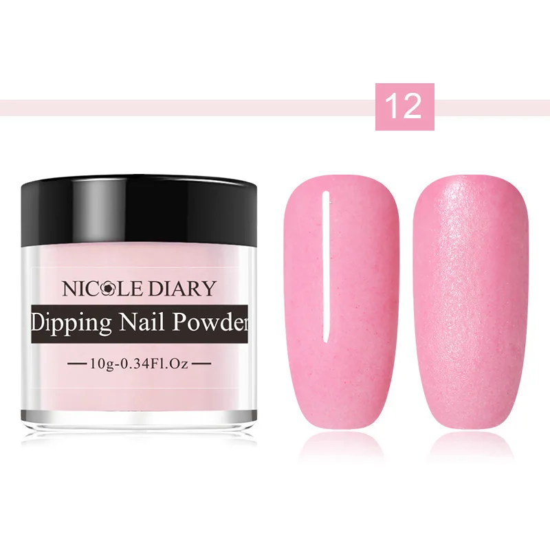Color 12 NICOLE дневник Dip порошок для ногтей 10 мл градиент французский блеск без лампы лечение База Топ активатор лак жидкость набор украшения - Цвет: Color 12
