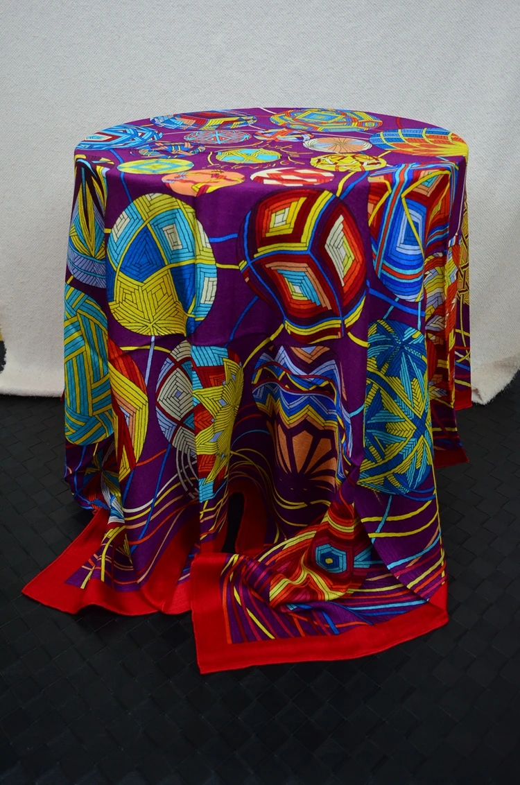 Silk Wool Blend Scarf Women Large Square Shawl Blanket Cape for Winter 133x133cm