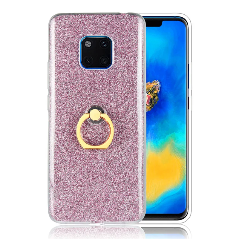Модный Блестящий Мягкий силиконовый чехол для Huawei mate 20 pro lite с кольцом-подставкой