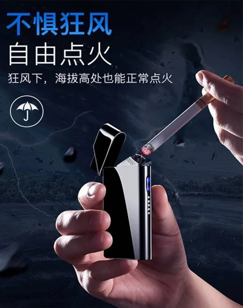 Двойной дуги плазменная Зажигалка Электронные USB зажигалки для курение сигар ветрозащитный перезаряжаемый прикуриватель в виде курительной трубки