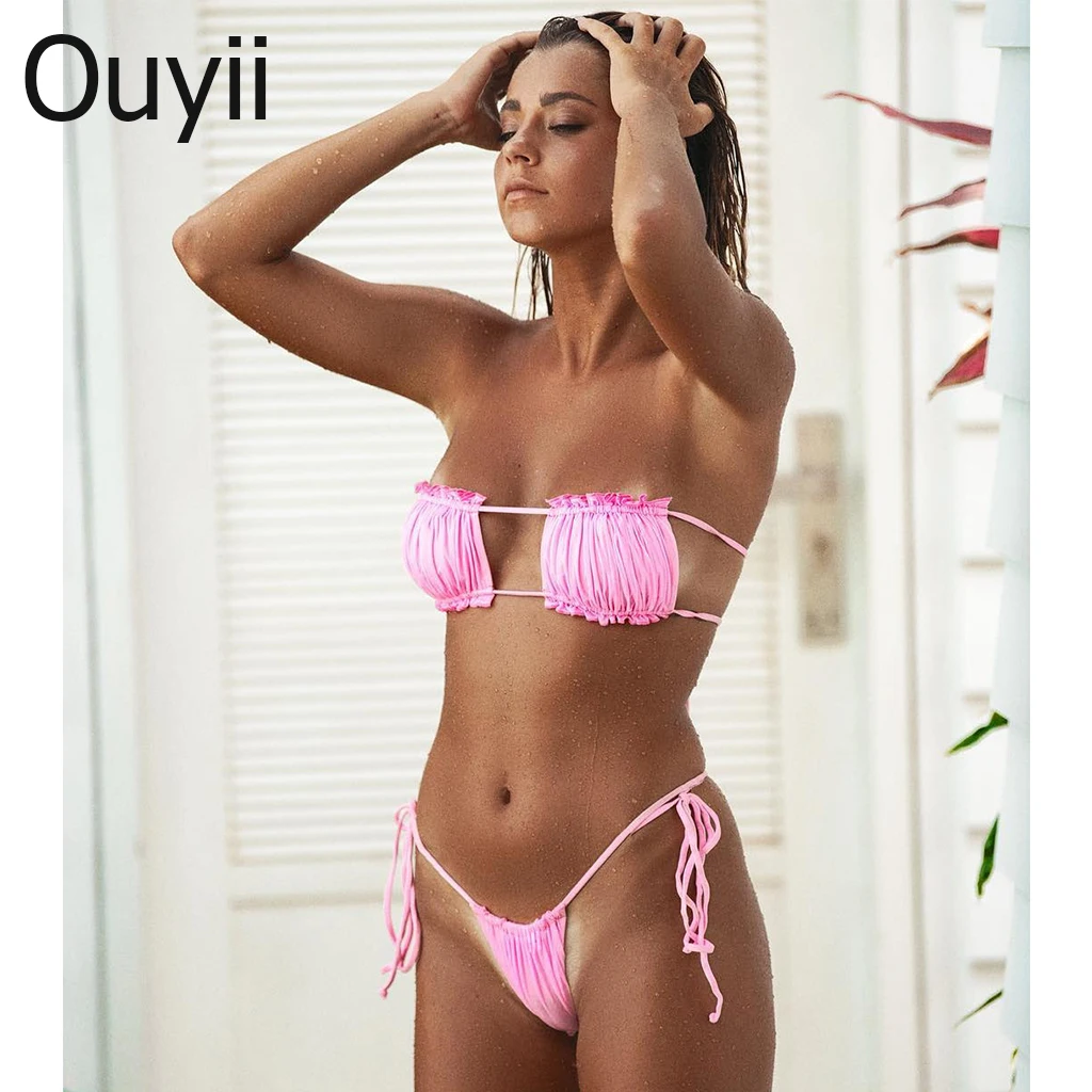 Новый купальник летний комплект бикини сексуальное ажурное в сложенном виде 2019