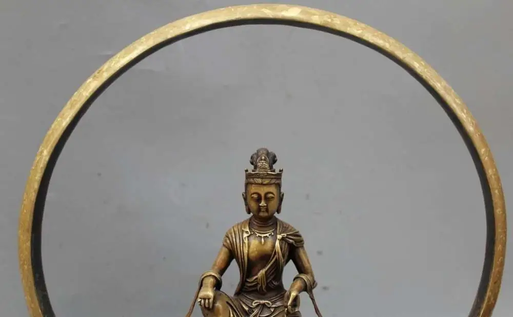 17 &quotКитай Китайский Бронзовый Сиденья Бесплатный Кван-инь Гуань Инь Бодхисаттвы