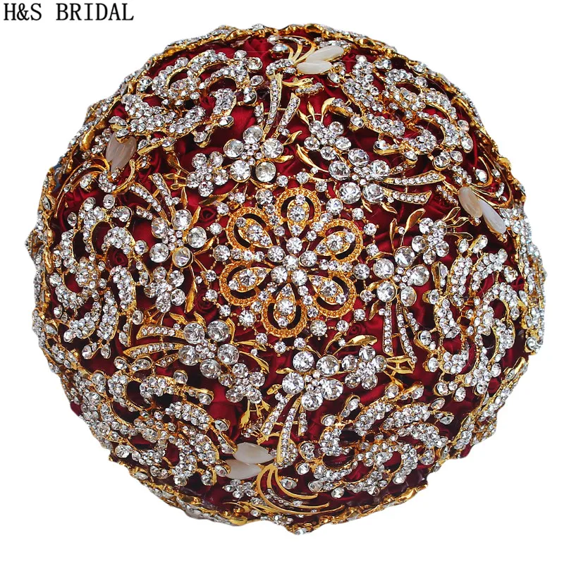 

H&S BRIDAL Luxury crystals red Wedding Bouquet bouquet de mariage wedding flowers bridal bouquets wedding accessorize