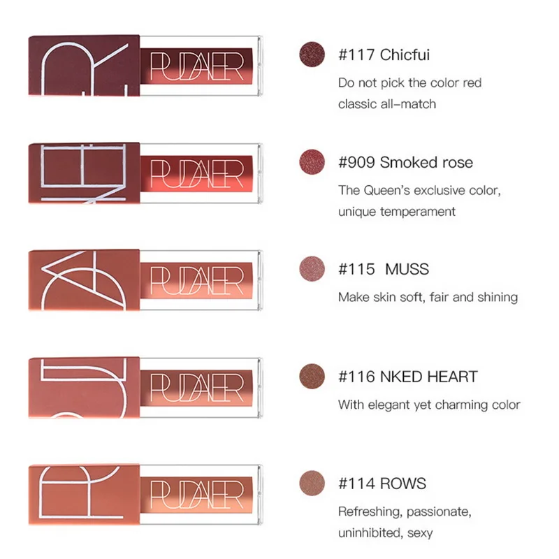 Pudaier Матовая жидкая губная помада набор обнаженной коричневой шоколадной розы