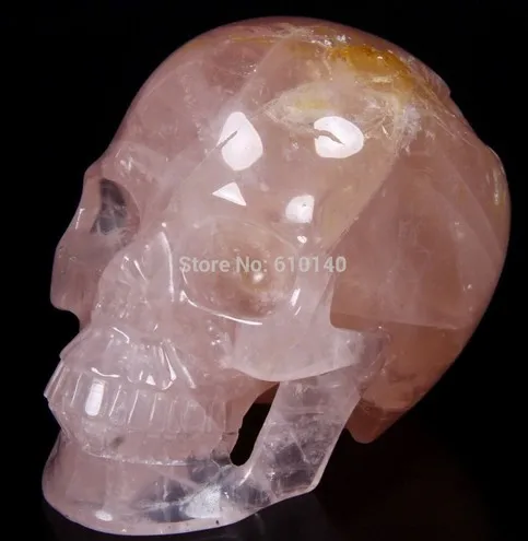 YM 315 PINK ROSE QUARTZ Carved Crystal Skull Realistic Healing | Дом и сад