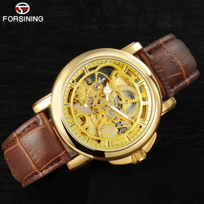 FORSINING Новые Модные Золотые механические часы мужские дизайнерские Роскошные