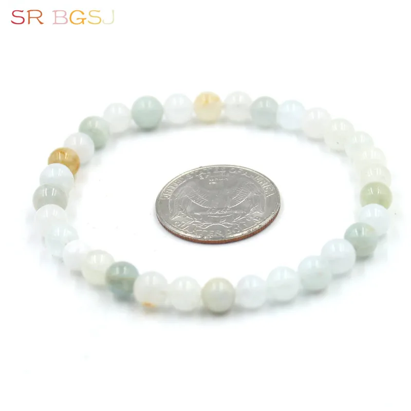 Free Shipping 6mm 8mm Round Multi Aquamarines Aqua Gems Natural Stone Stretchy Women Bracelet 7&quot 7.5&quot 8&quot | Украшения и