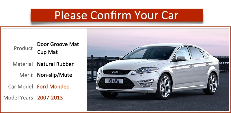 Для Ford Mondeo 2007-2012 MK4 коврик для дверного паза Противоскользящий резиновый подстаканник ворота Слот колодки аксессуары 2008 2009 2010 2011 2013