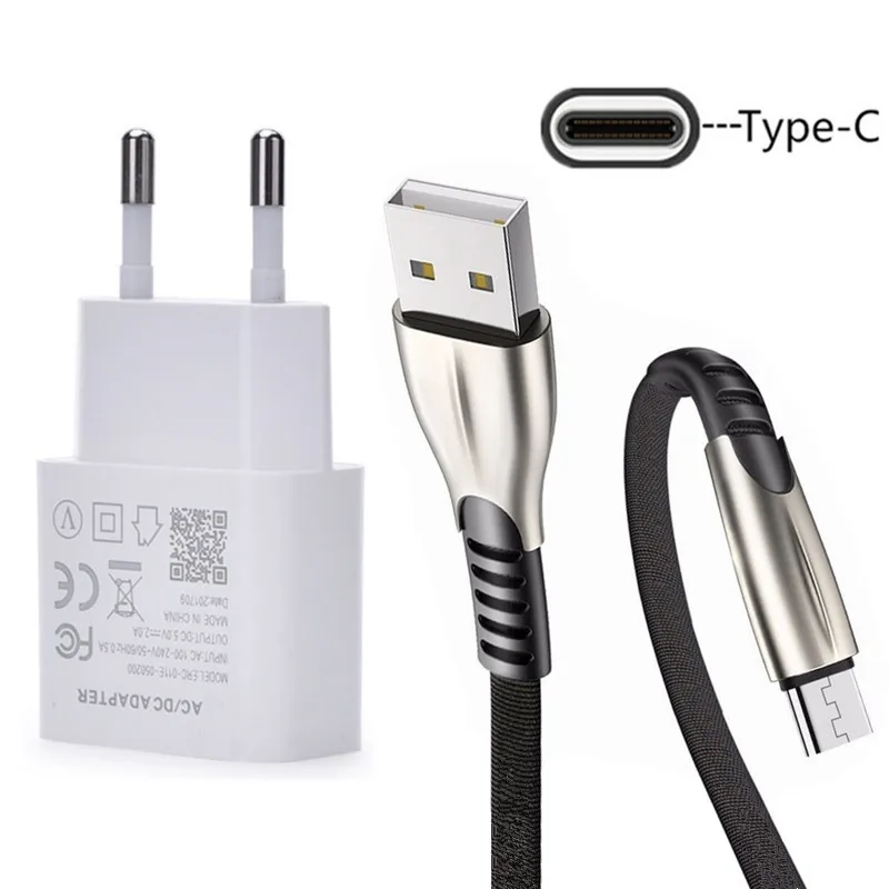 EU charger and cable Провод быстрой зарядки type C для samsung galaxy Xcover 4S Note 10 S10e A50 LG G6 Motorola One Vision usb-адаптер питания зарядное устройство для телефона - Тип штекера: EU charger and cable