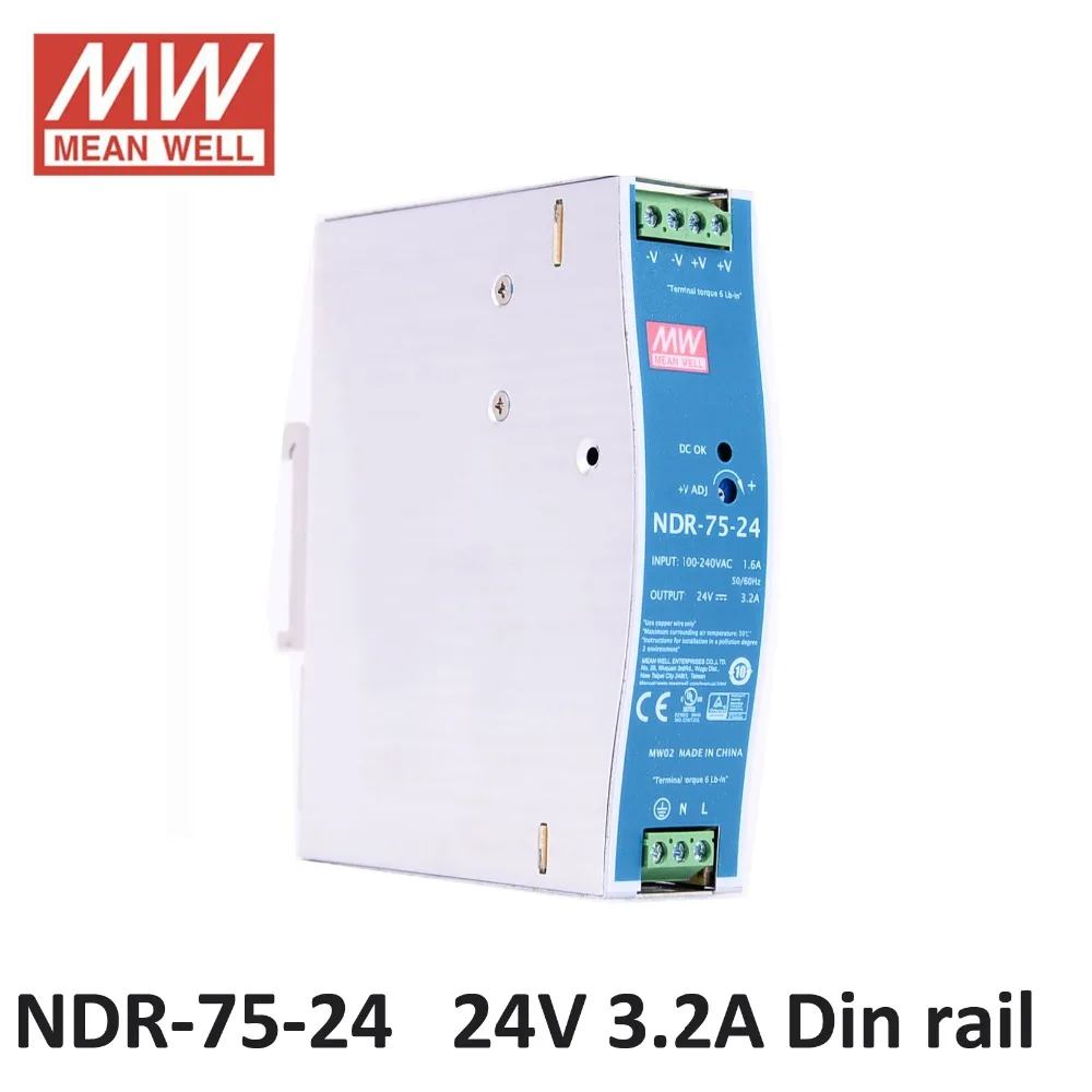 лабораторный блок питания 24 В DC источник MEAN WELL NDR-75-24 Один Выход 75 Вт 3.2A