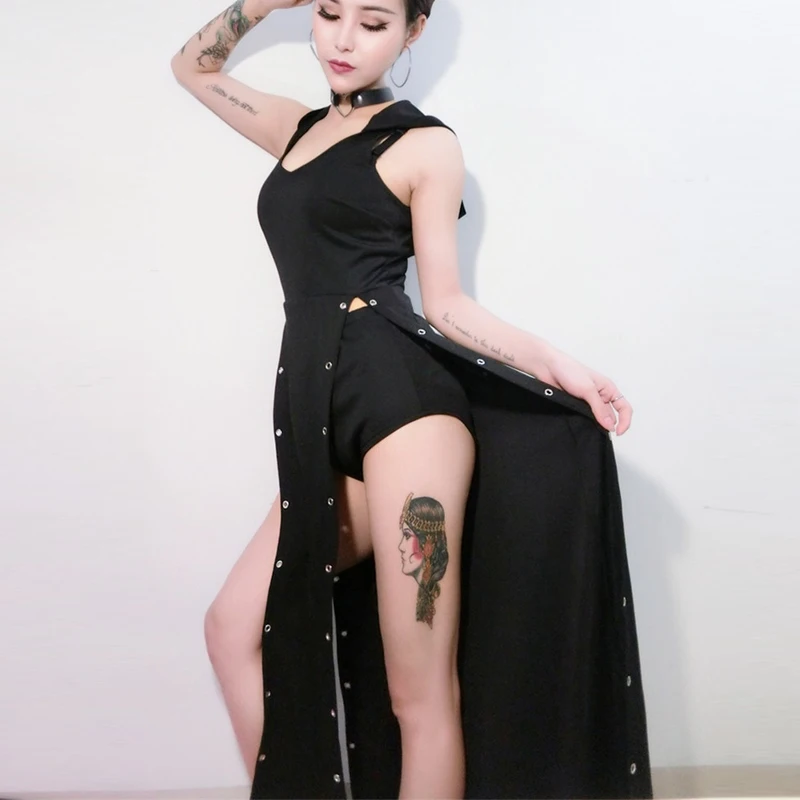

Female Singer DJ DS Nightclub Party Celebrate Clothes Sexy Split Jumpsuit Shorts 2 Pcs Pole Dancing Costume Stage Suit DWY1634