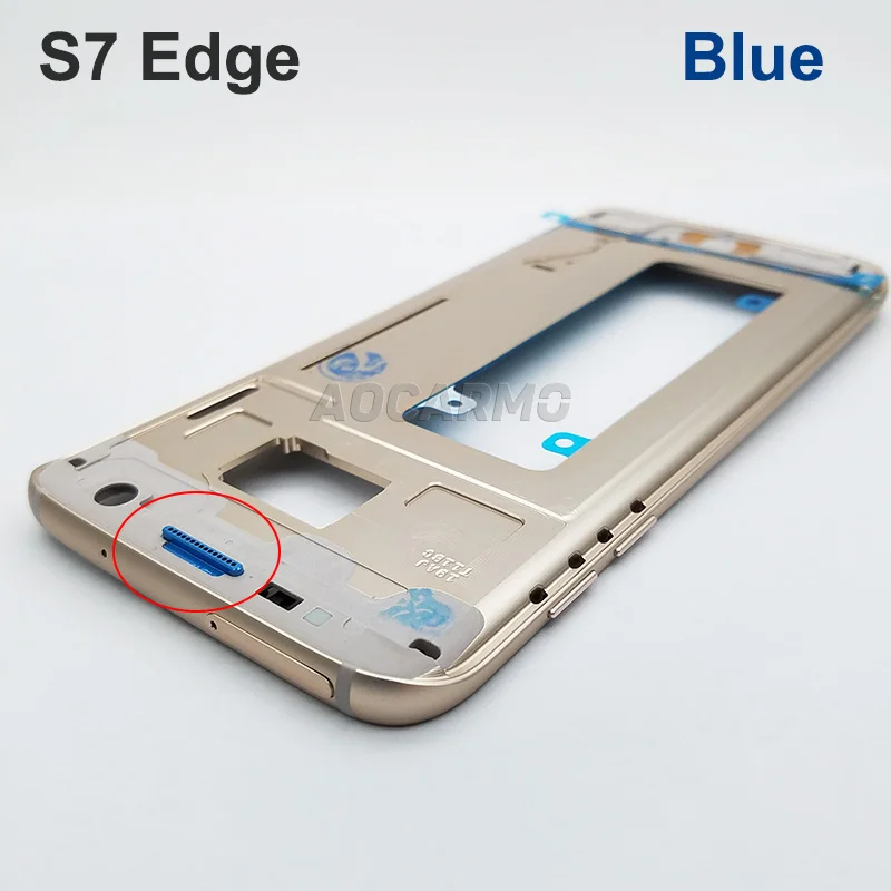 S7 Edge Blue Aocarmo Замена средняя рамка Корпус Шасси с sim-слотом кнопки для samsung Galaxy S7 G930 S7 Edge G935 S7edge - Цвет: S7 Edge Blue