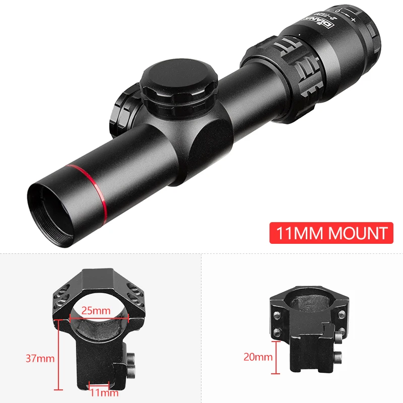 2-7x20 HD Riflescope Mil точка Сетка прицел снайперской винтовки охотничьи прицелы тактический прицел страйкбол воздушные пистолеты - Цвет: 11mm