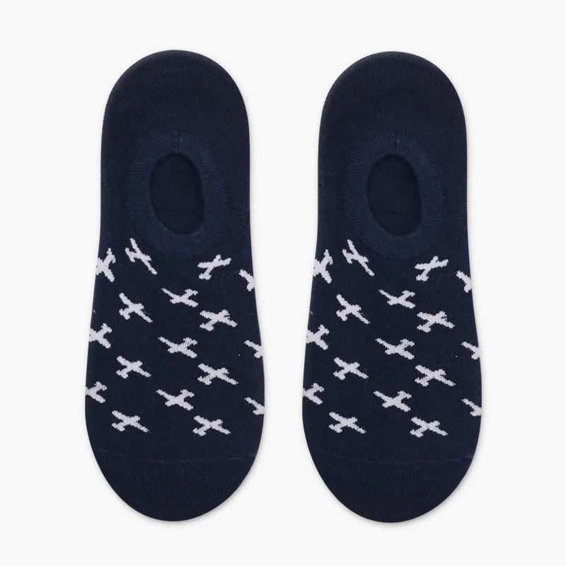 Navy Blue Plane PEONFLY мужские носки с закрытым носком Веселые геометрические полоски точечные буквы камуфляж уличные harajuku Хип-хоп хлопковые носки-башмачки - Цвет: Navy Blue Plane