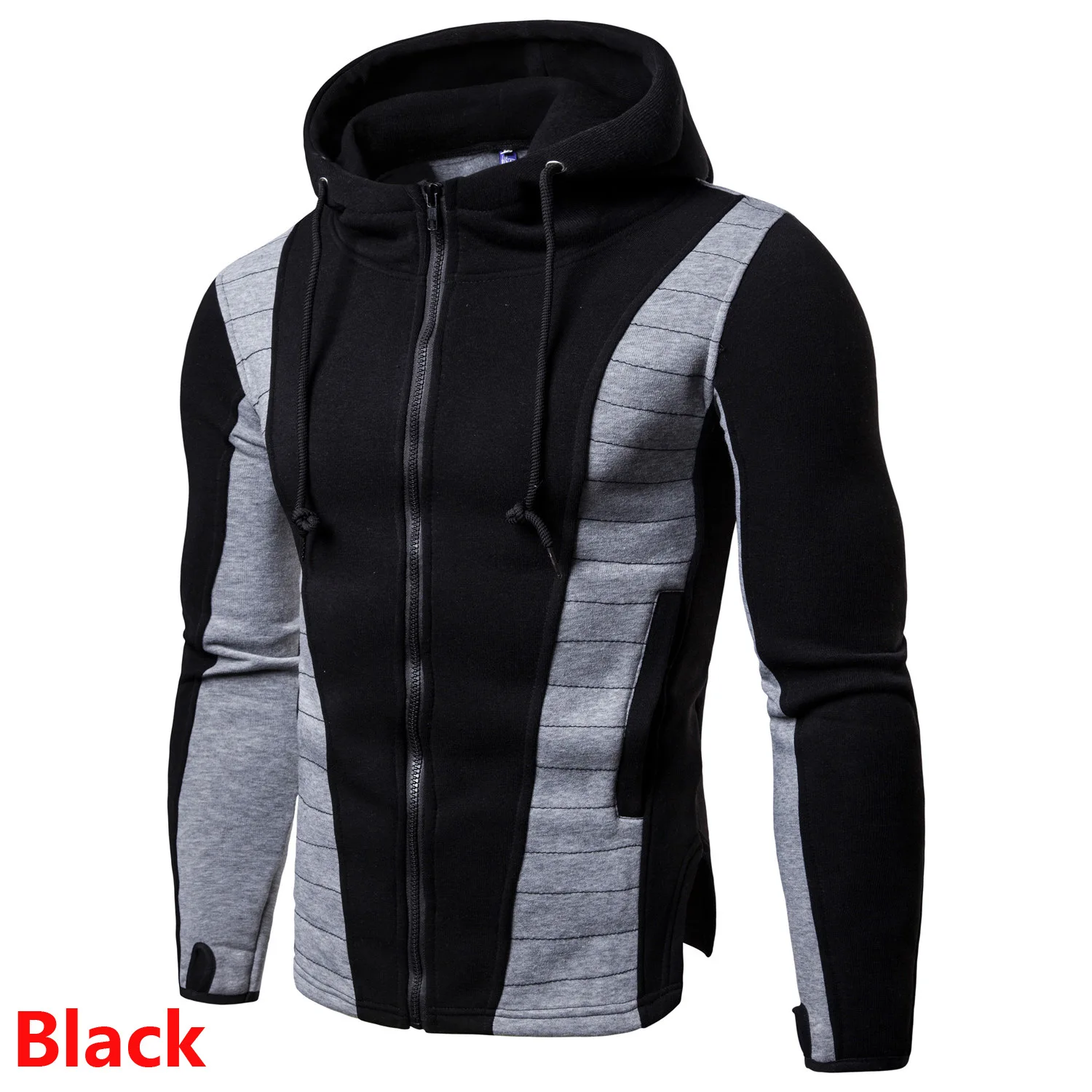 Мужская толстовка с капюшоном Повседневная Толстая Байкерская в стиле пэчворк