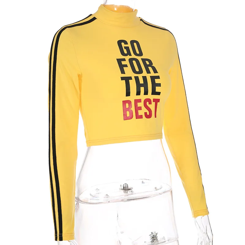 Осень и зима новый сексуальный Высокий воротник письмо печать лента короткий