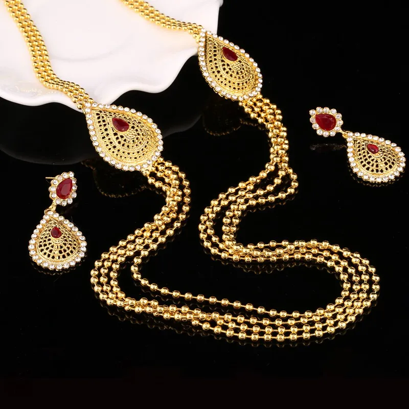 Комплект из колье и серёг золотистого цвета в турецком стиле|african wedding jewelry|jewelry sets