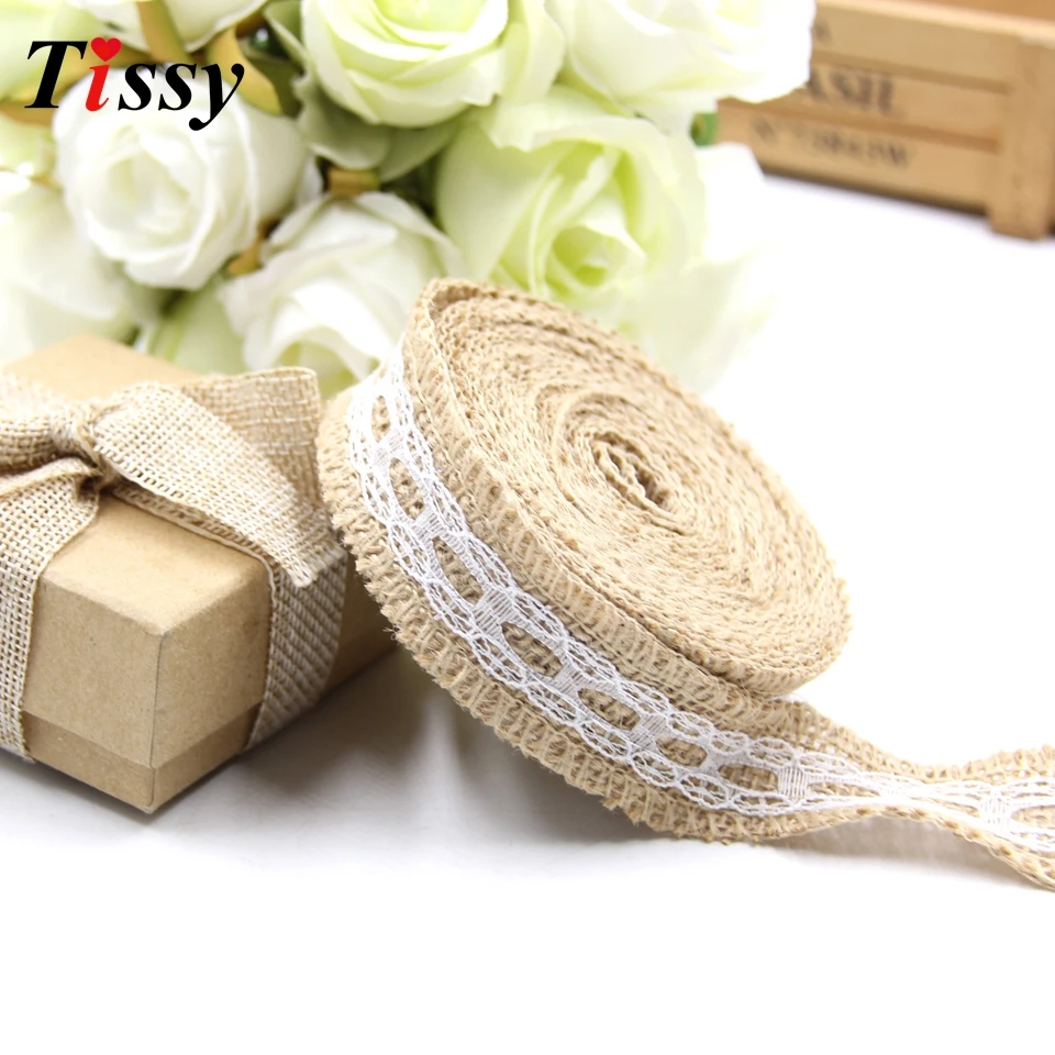 5M/Lot Jute Burlap Rolls Hessian Ribbon Lace Rustic Vintage DIY Ornament Home Garden Wedding Party Decoration Supplies | Дом и сад