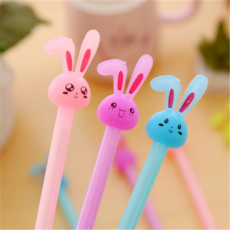 DL South Korea creative stationery pen cute adorable rabbit ears jelly gel black students Stationery office supplies for | Канцтовары