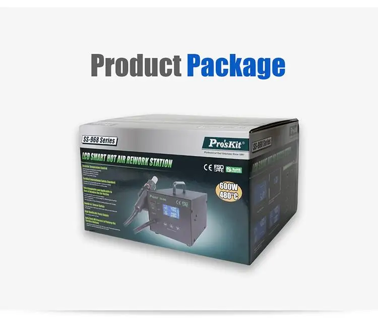Pro'skit SS-968H ЖК Смарт-станция горячего воздуха паяльная Горячая воздушная пушка точная температура Контролируемая функция автоматического сна и бодрствования