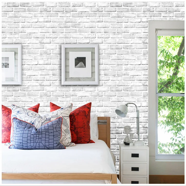 60*60 см белый ретро кирпичная Настенная Наклейка Декор самоклеящийся деревенский