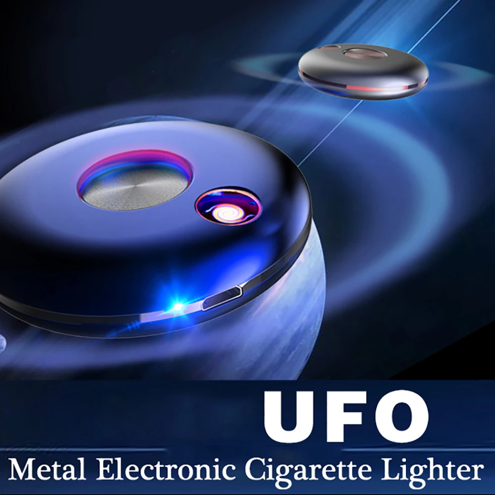 Новейший креативный НЛО круглый пирог-образный USB Зажигалка перезаряжаемая Электронная зажигалка для сигарет инструменты для курения