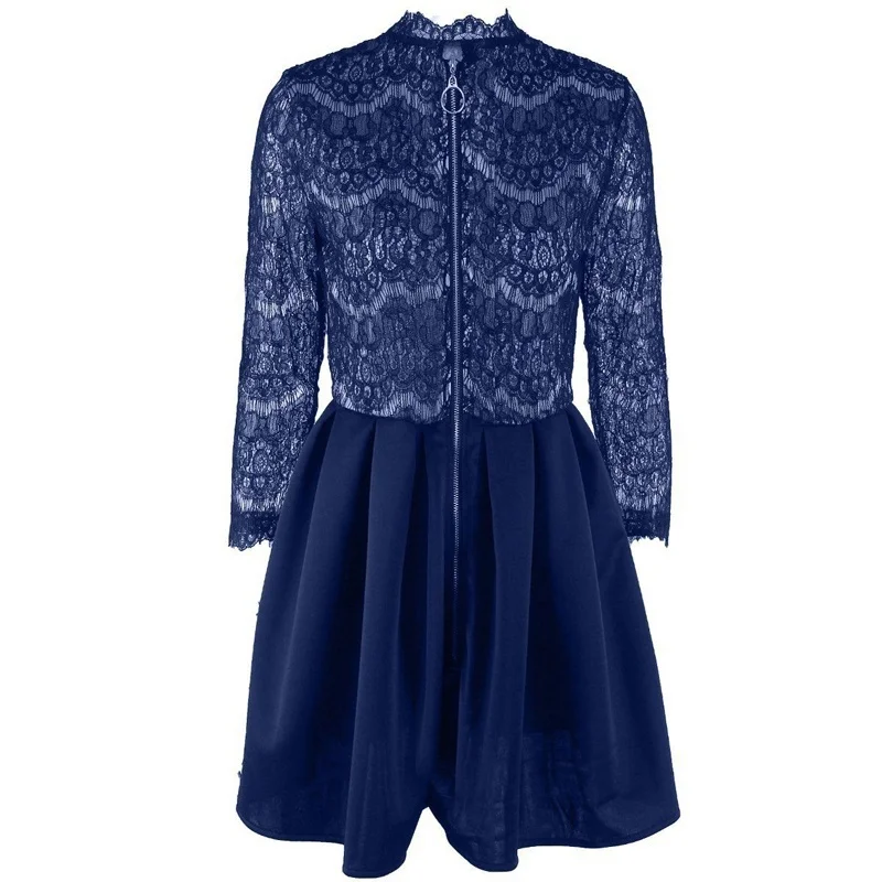 Женское весенне-осеннее платье на молнии сексуальное кружевное лоскутное с