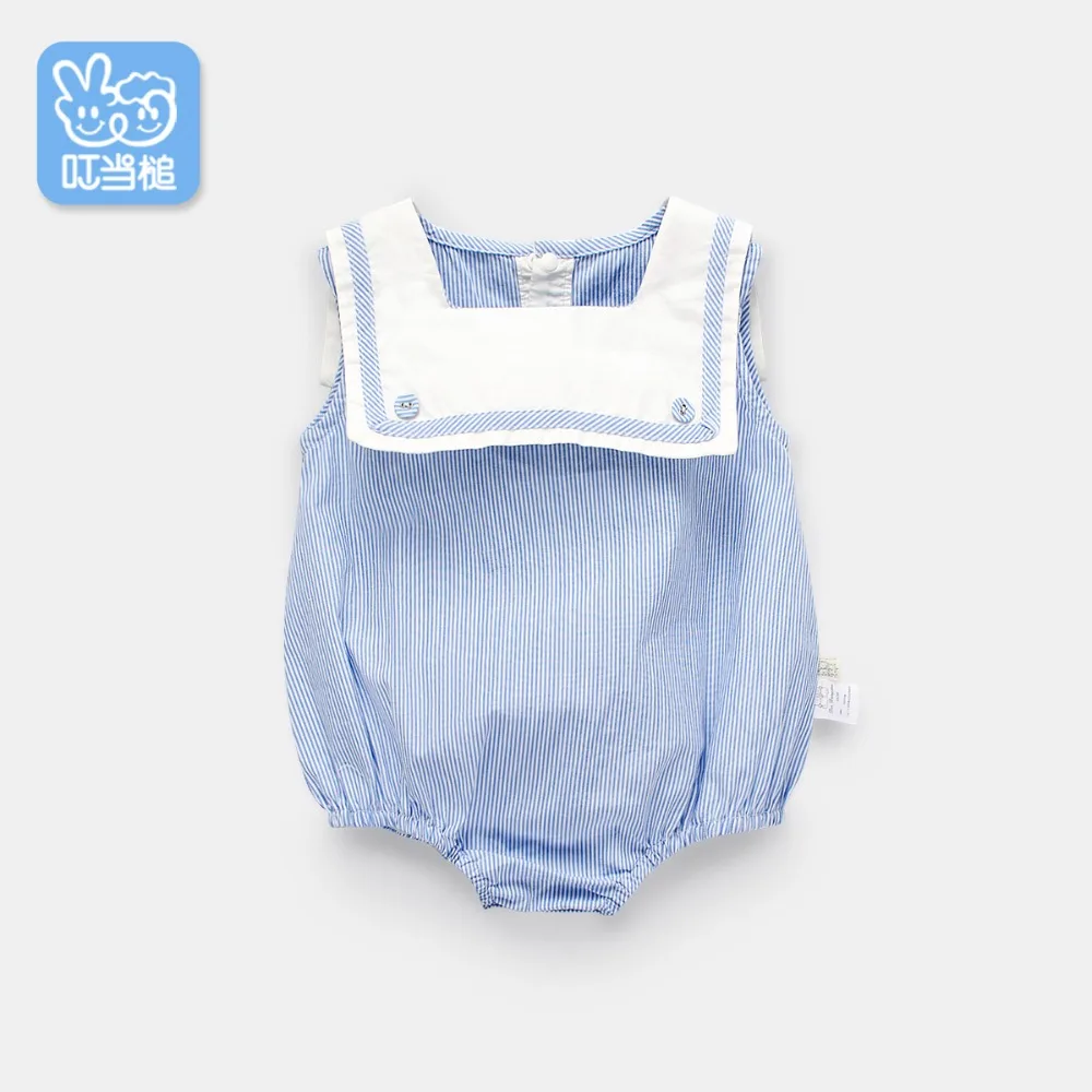 Летний полосатый комбинезон для новорожденных девочек без рукавов маленьких 0 12