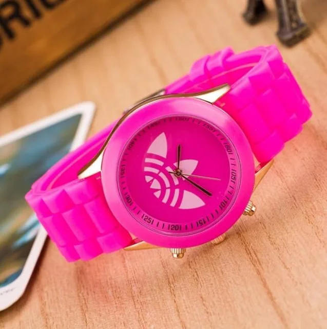 Розовый Популярные модные спортивные часы известного бренда Reloj Mujer, женские и мужские повседневные часы под Силиконовое платье, кварцевые наручные часы унисекс, подарочные часы - Цвет: Розовый