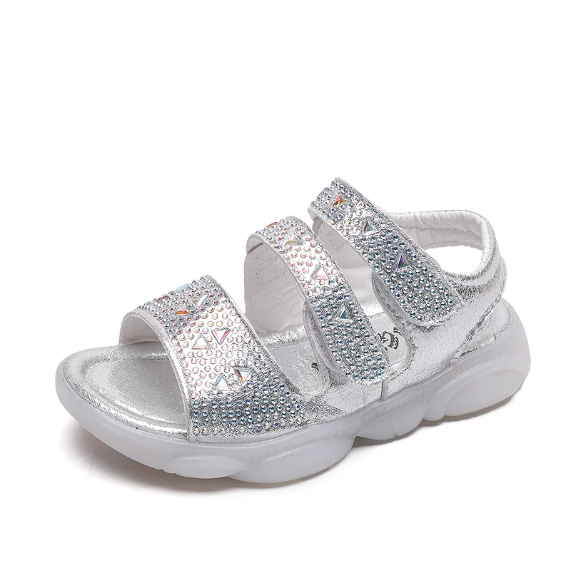 Детские сандалии с открытым носком и блестками|Сандалии| |