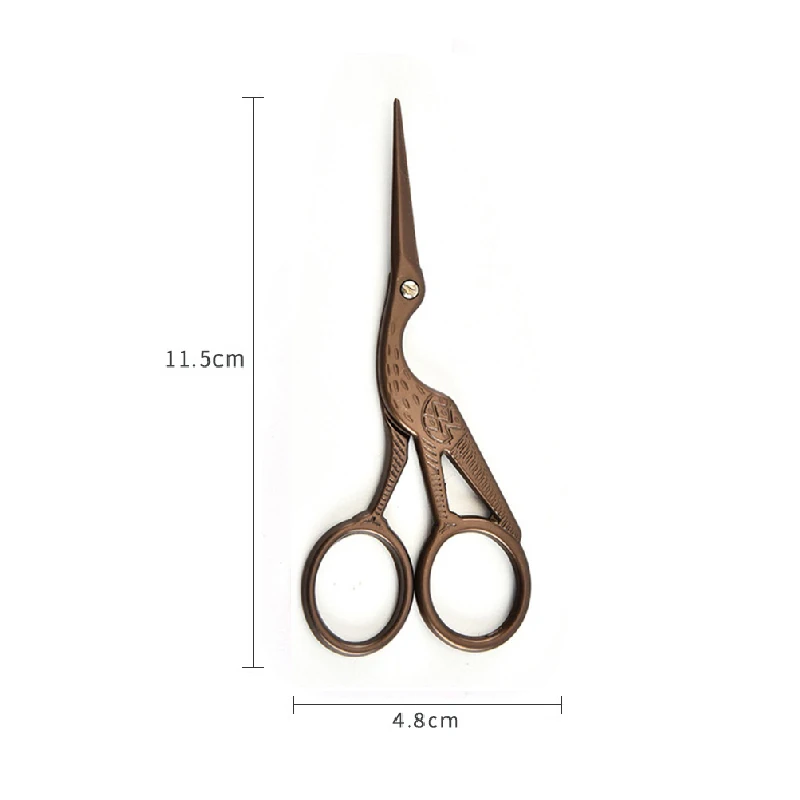 115mm brown 1 шт. портновские ножницы из нержавеющей стали Stork Crane ножницы для вышивания винтажная Ткань Профессиональные портные ножницы - Цвет: 115mm brown