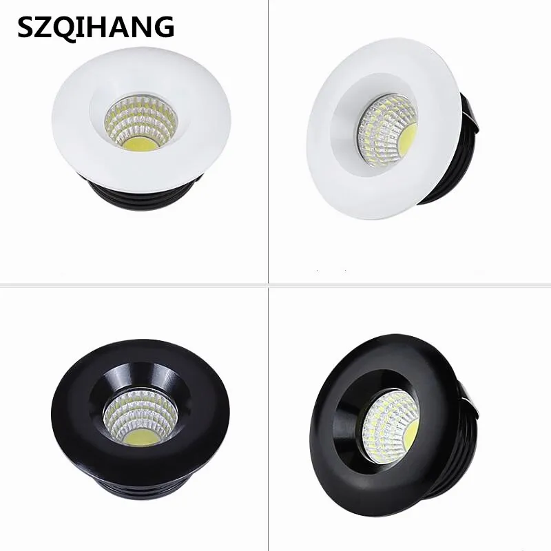 Dimmable 3 Вт 5 круглый COB мини точечный встраиваемый светильник белый корпус черный