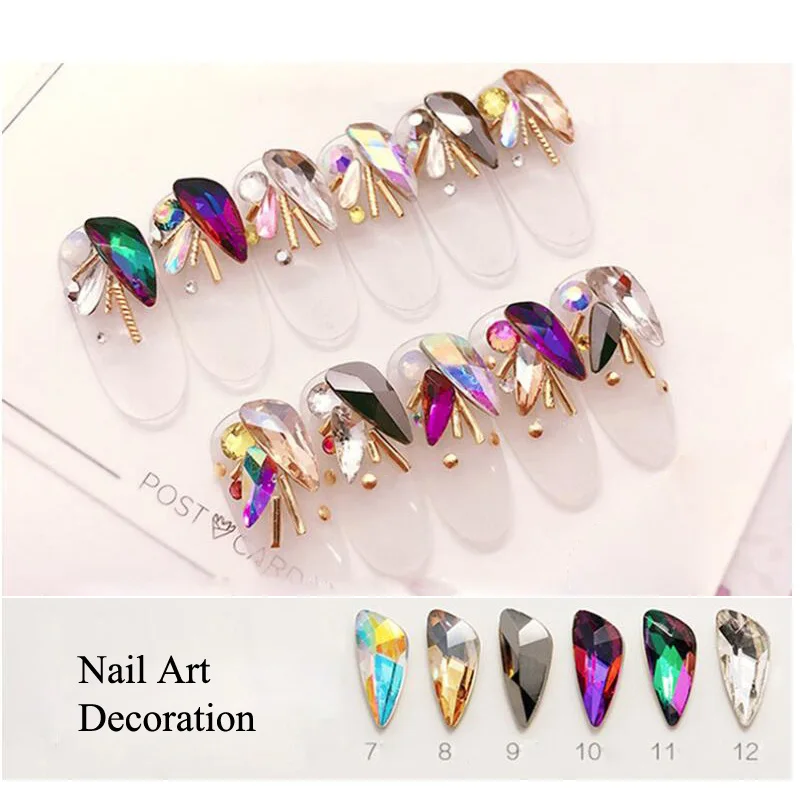 Addfavor 6 шт кристалл AB Стразы Крыло Форма Дизайн ногтей горный хрусталь блеск 3D