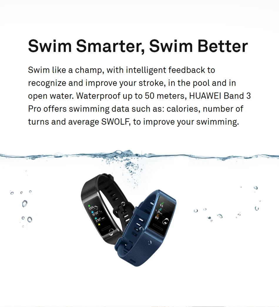 huawei Band 3 Pro gps смарт-браслет металлический Amoled 0,95 'Полноцветный Сенсорный экран Датчик сердечного ритма датчик сна Браслет