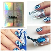 10 sheetsset diy nails irregular grid stencil reusable nail art vinyls hollow stickers stamping template nail tools