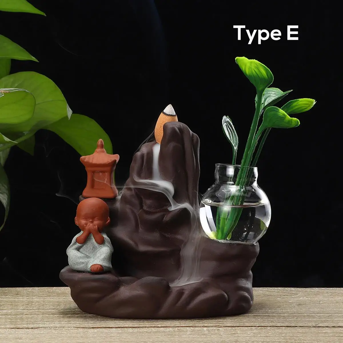 Type E Маленький монах Курильница конус Creatives домашний декор Маленький Будда ладан держатель курильница для дома и офиса Чайный домик - Цвет: Type E