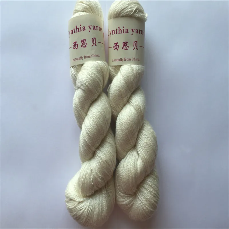 

4*100g per lot Hank Silk Merino Fingering Yarn Undyed Natural Yarn Hand Knitting Yarn For Sweater Scarf