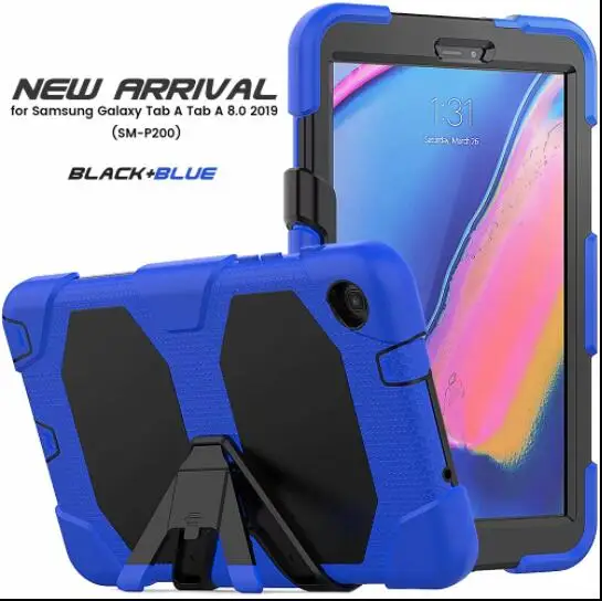 Чехол для Samsung Galaxy Tab A 8,0 P200 P205 P207 SM-P200 SM-P205 планшет из силикона с подставкой с откидной ножкой двойная степень защиты задняя крышка