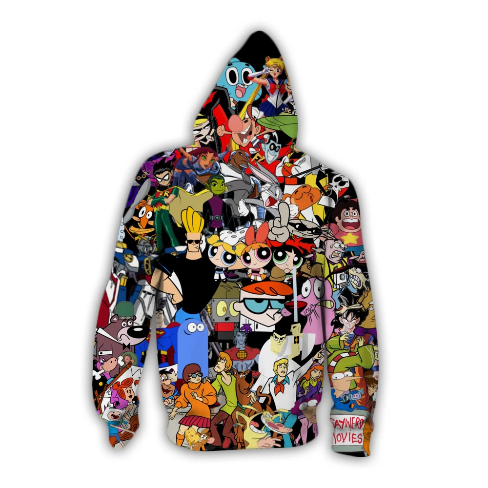 PLstar Cosmos Fashion men hoodies 90s Cartoon Gang Character collage 3D Printed Hoodie Unisex streetwear Hooded Sweatshirt