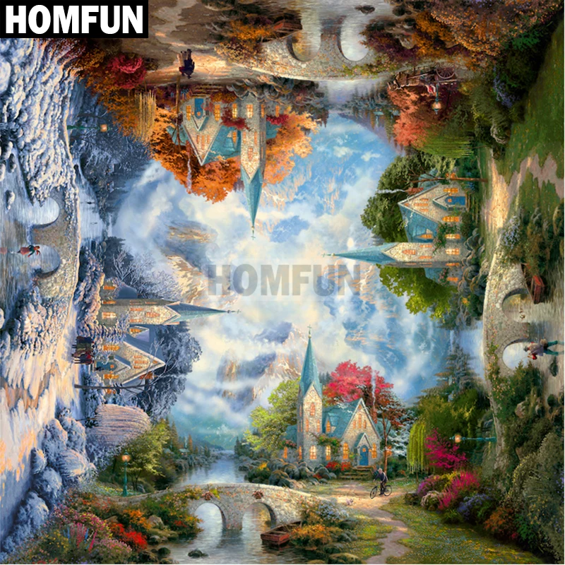 Алмазная 5D картина HOMFUN сделай сам четыре сезона полная вышивка из смолы