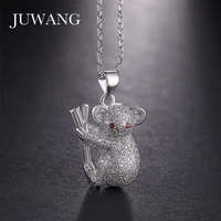 juwang brand cute cz koala pendants necklaces for woman gold color chain choker jewelry wholesale