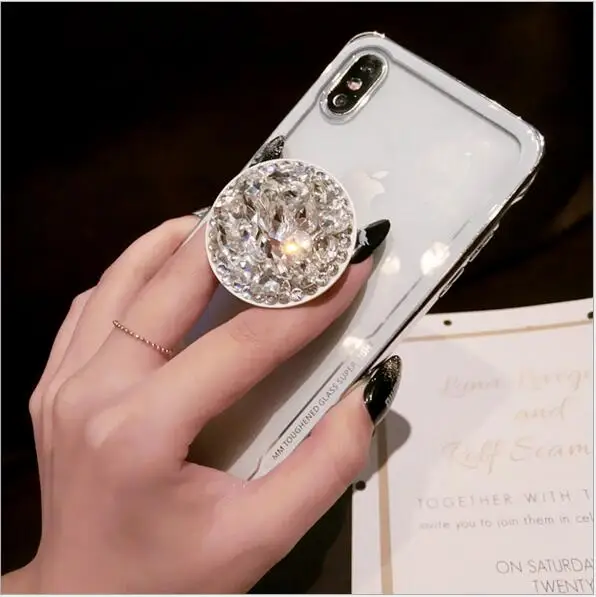 Модный Роскошный чехол со стразами для телефона iPhone Xs 6 7 8 plus кронштейн прозрачный