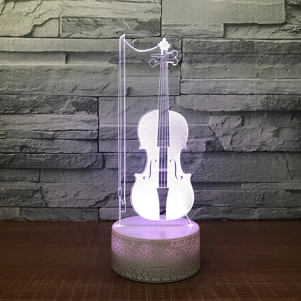 Скрипка 3D светодиодный Настольный светильник USB 7 цветов Изменение Музыкальные инструменты ночник дети сон освещение подарок домашний декор Прямая поставка